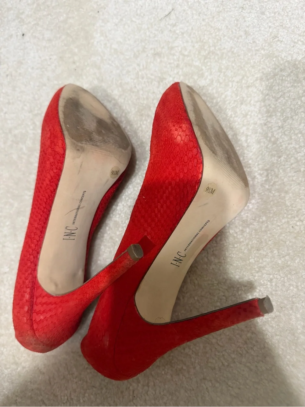 INC International Concepts Red Textured Pointed-Toe Pumps